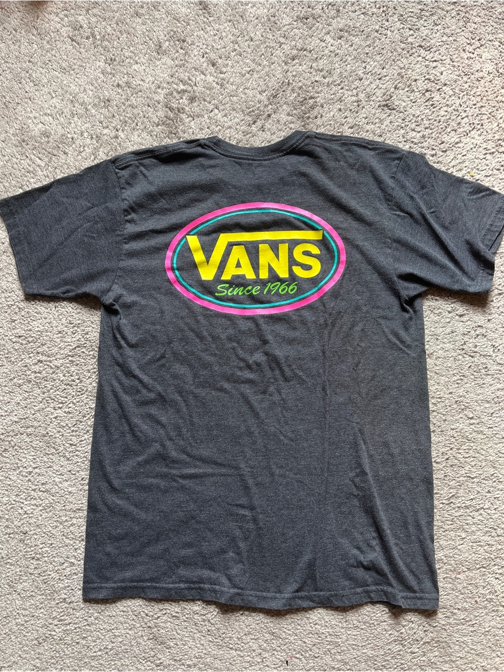 Vans Black Short Sleeve Tee with Yellow & Pink Logo